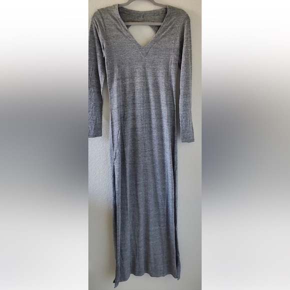 *BLUE/GRAY* NWOT, Chaser, Womens back cut out vneck dress, LS, Side slits - Picture 1 of 5